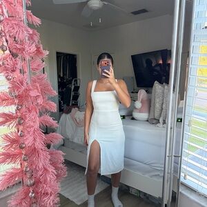 Aritzia White Babaton ‘90s SLIT MIDI DRESS